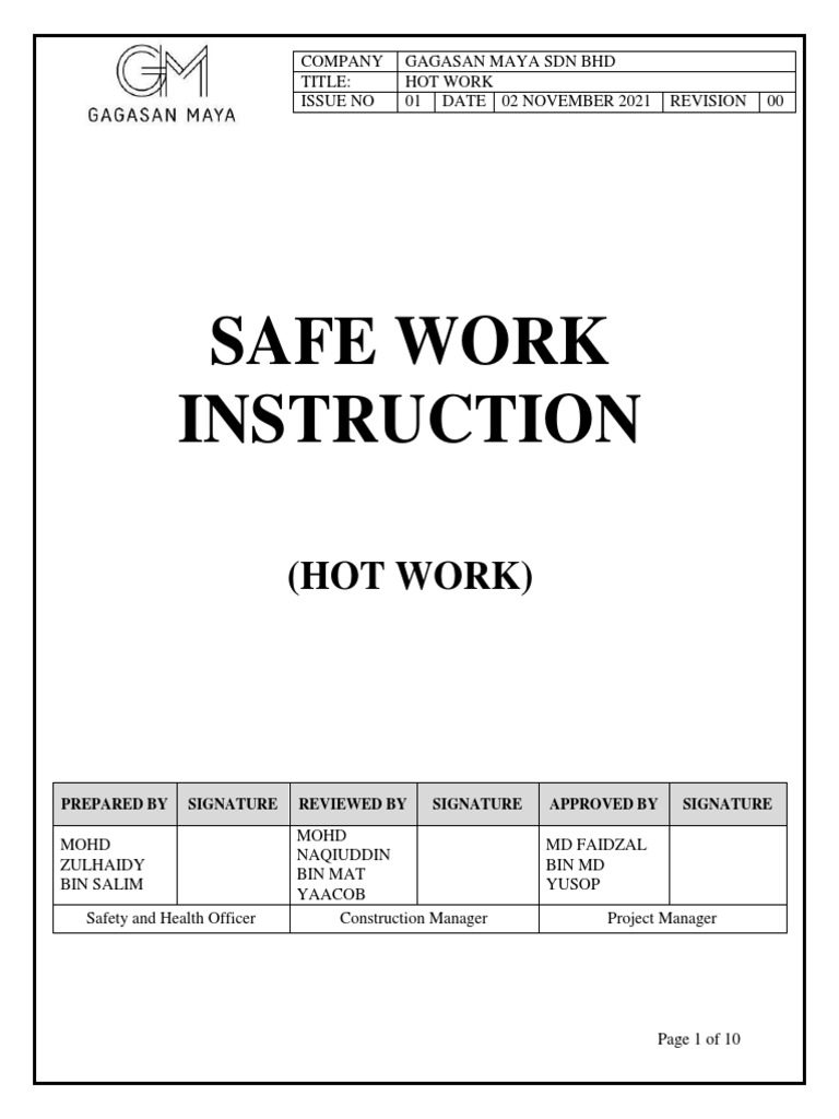 Gagasan Maya Hot Work Safety Guidelines | PDF | Welding | Construction