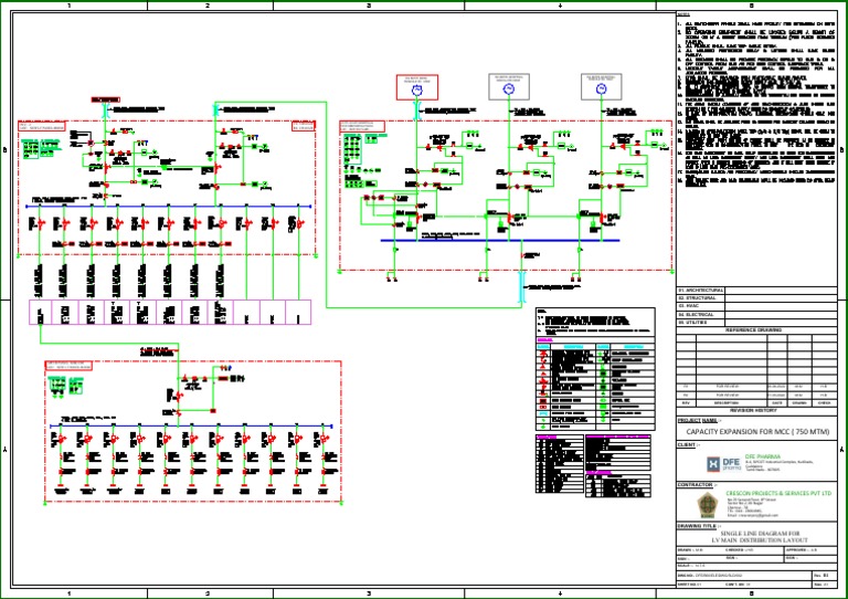 デンサン　DWG-4500M Dfe-B00-Ele-Dwg-Sld-002 - Single Line Diagram For LV Main