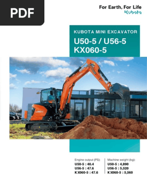 Kubota U50-5, U56-5, KX060-5 Specs | PDF | Manufactured Goods
