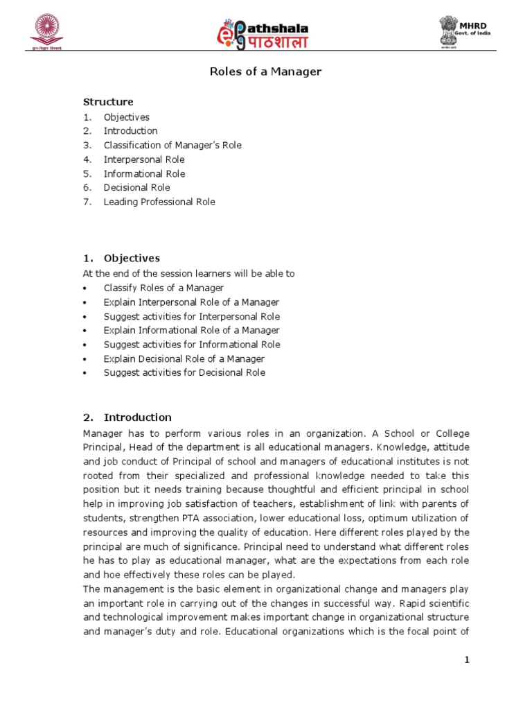 Managerial Roles in Education | PDF | Teachers | Leadership