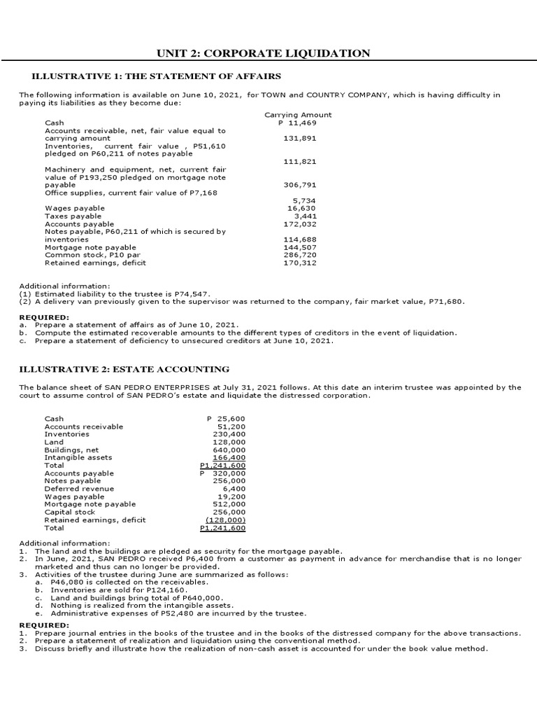 Statement of Realization and Liquidation | PDF | Financial Accounting ...