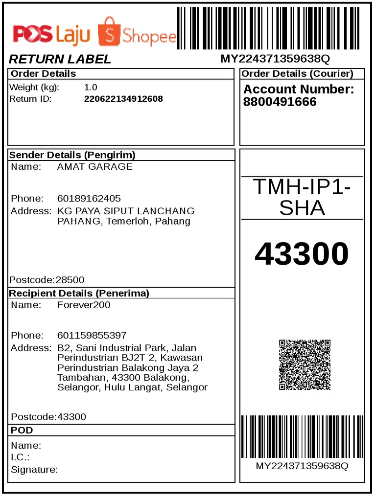 Return Label for Garage in Temerloh | PDF