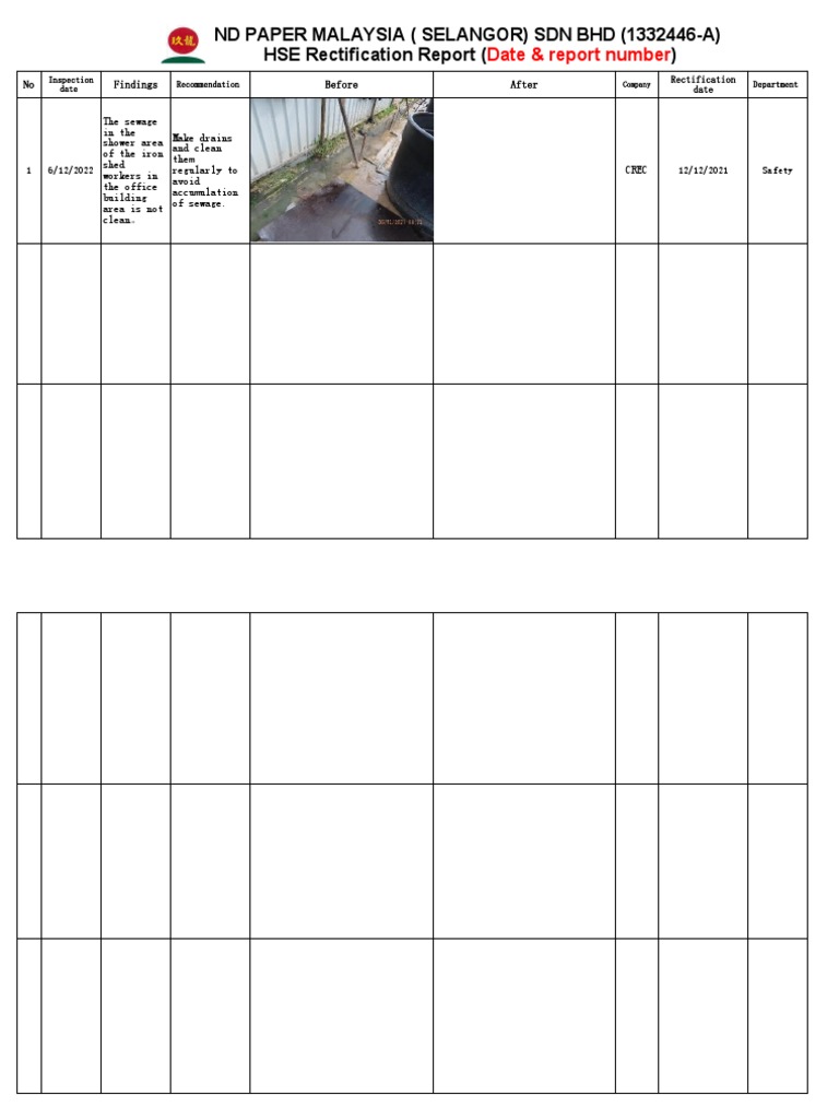 Hse rectification report pdf