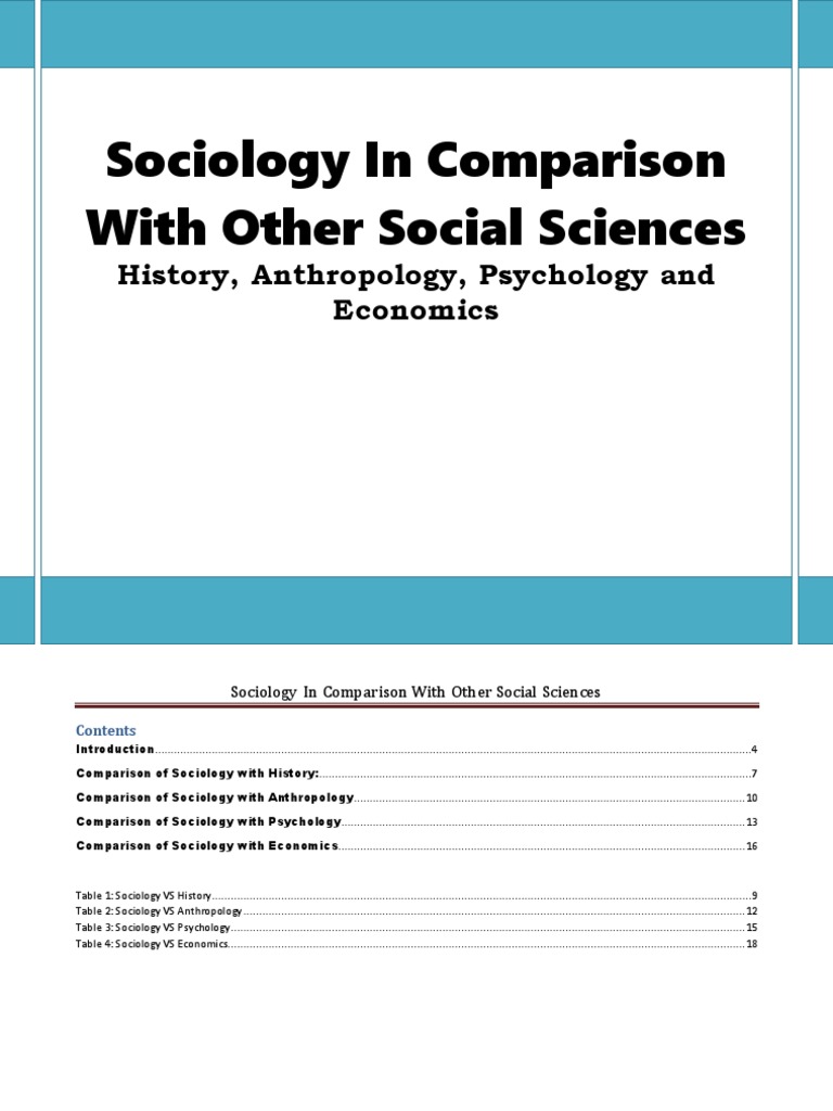 Sociology in Comparison With Other Social Sciences: History ...