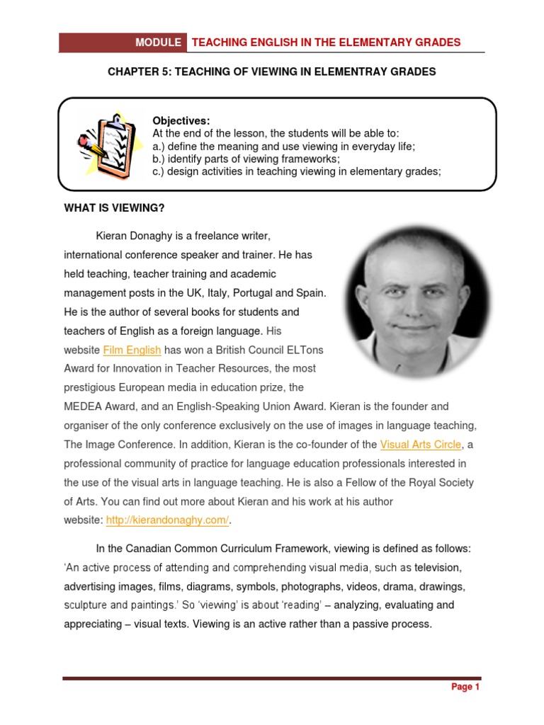 Teaching Viewing in Elementary Grades | PDF | Teachers | Language Education