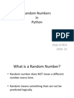 Random Numbers in Python: Riya Jacob K Dept of BCA 2020 - 21