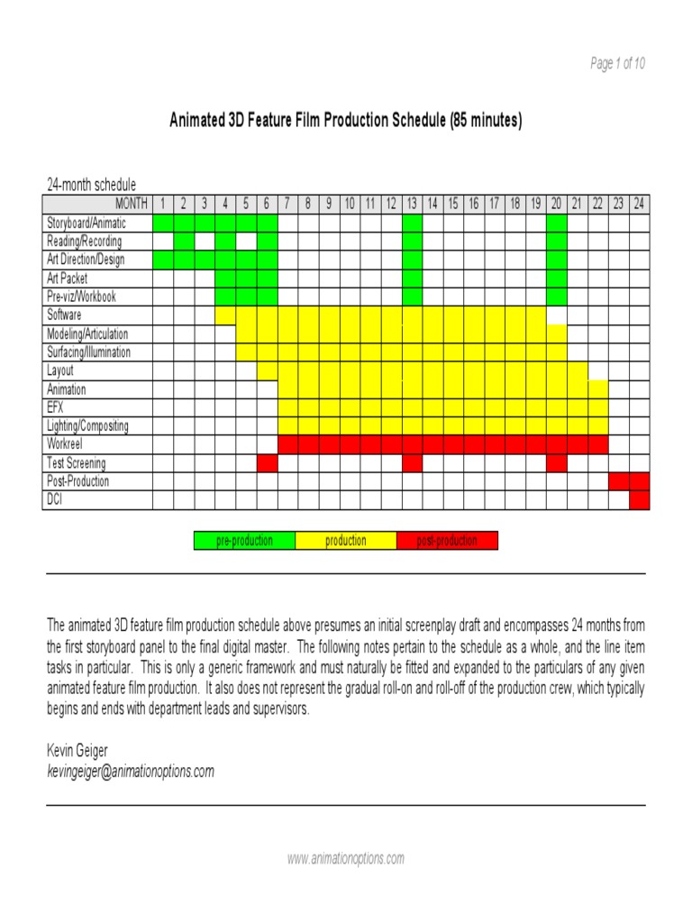 Film Production Schedule | Download Free PDF | Filmmaking