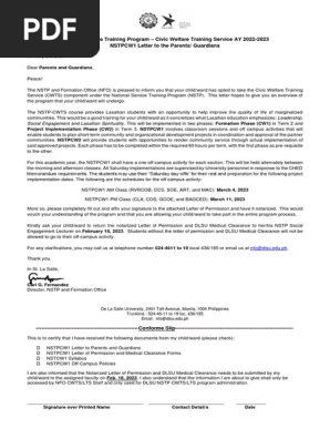 NSTPCW1 Letter to Parents and Guardians AY 2022 2023