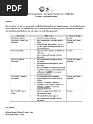 NSTPCW1 Letter to Student AY 2022 2023