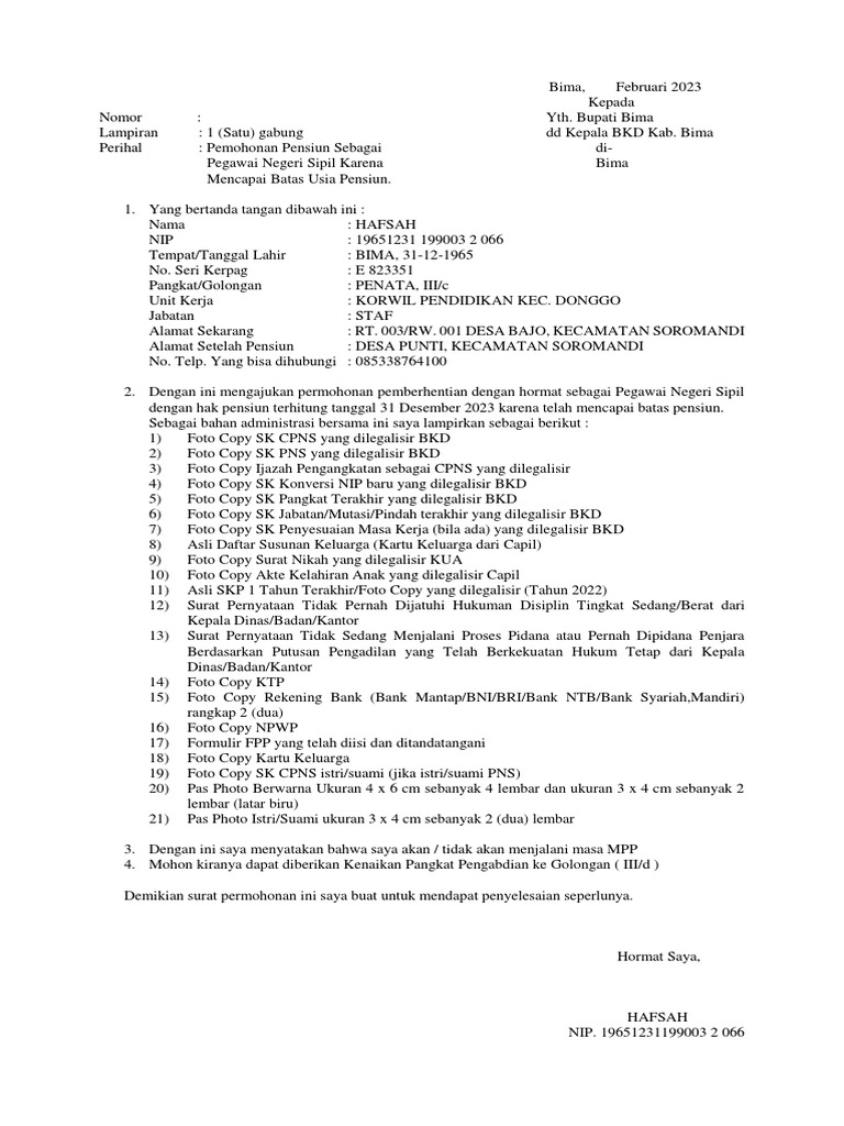 Permohonan Pensiun Pdf
