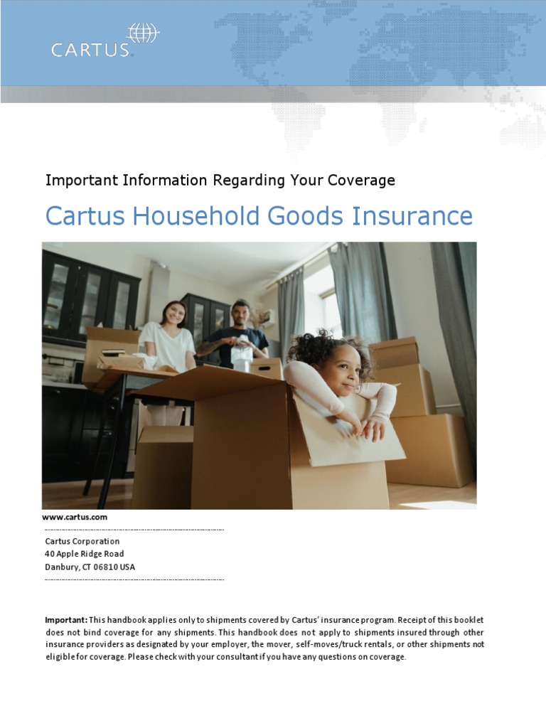 Cartus Household Goods Insurance Program PDF Insurance Health Insurance Coverage In The
