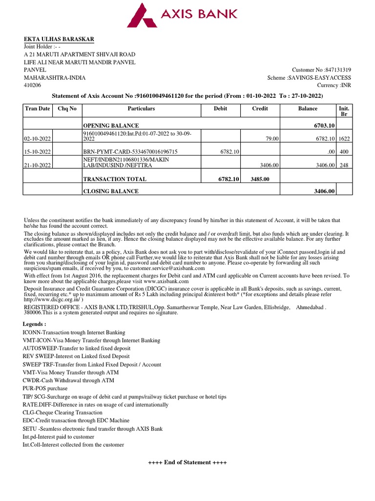 Account STMT PDF Banks Deposit Account