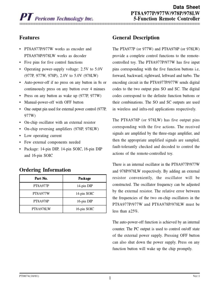 5-Function Remote Controller Data Sheet | PDF | Amplifier | Electronic ...