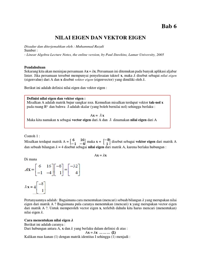 Nilai dan Vektor Eigen | PDF | Metode & Bahan Ajar