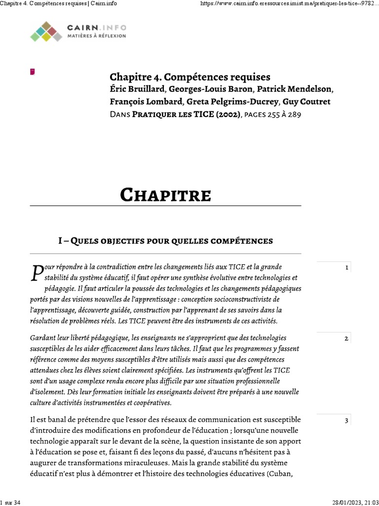Compétences nécessaires en TICE | PDF
