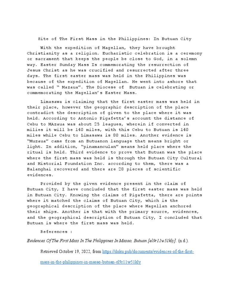 Position Paper-Site of First Mass | PDF | Religion & Spirituality