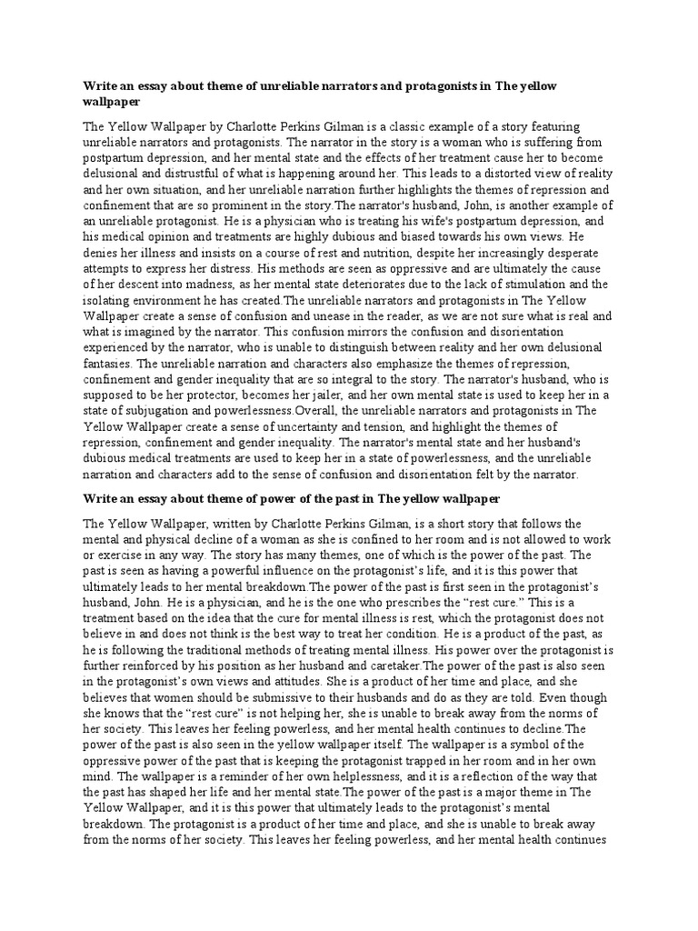 The Yellow Wallpaper PDF The Yellow Wallpaper