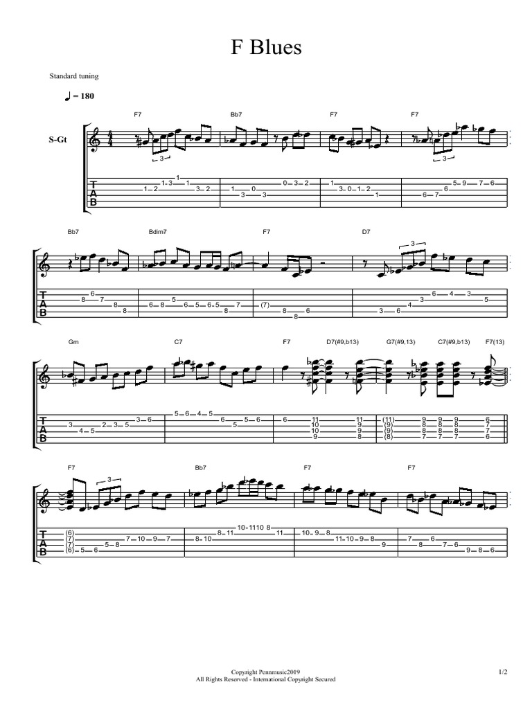 F blues standard tuning pdf