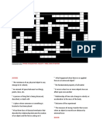 Crossword Puzzle Physics Acceleration, Velocity, Three Laws of Motion