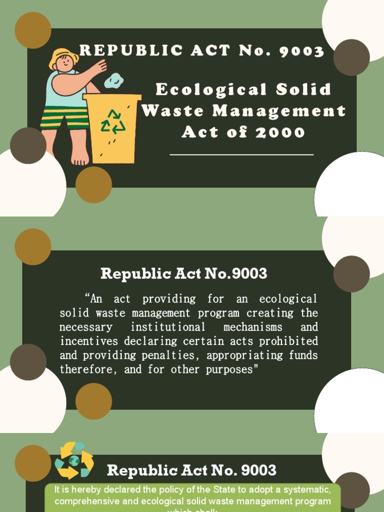 Ecological Solid Waste Management Law PDF Waste Management Waste