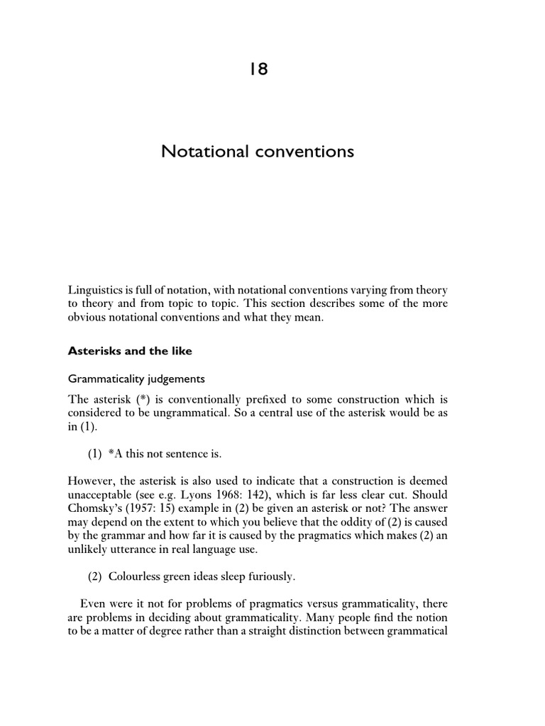 Notational Conventions in Linguistics | PDF | Bracket | Verb