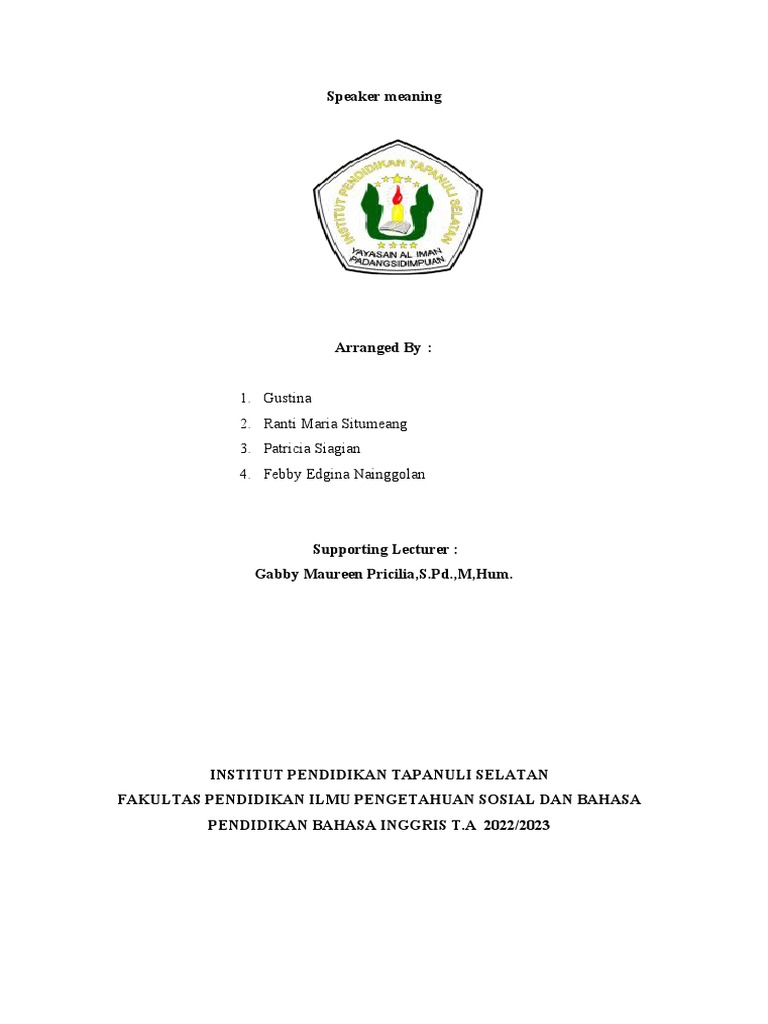 Speaker Meaning PDF Idea Word