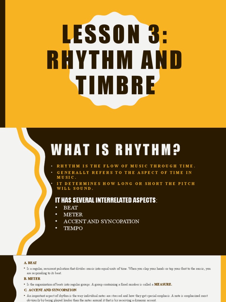 Understanding Rhythm and Timbre in Music | PDF | Tempo | Melody