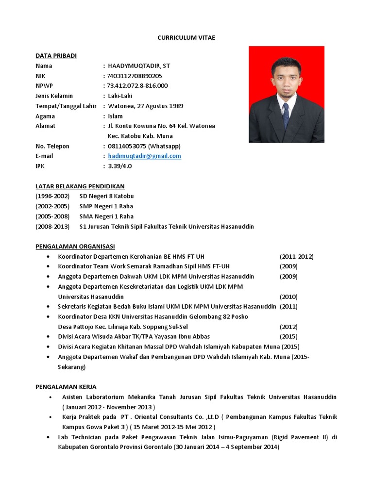 CV Profesional Teknik Sipil | PDF