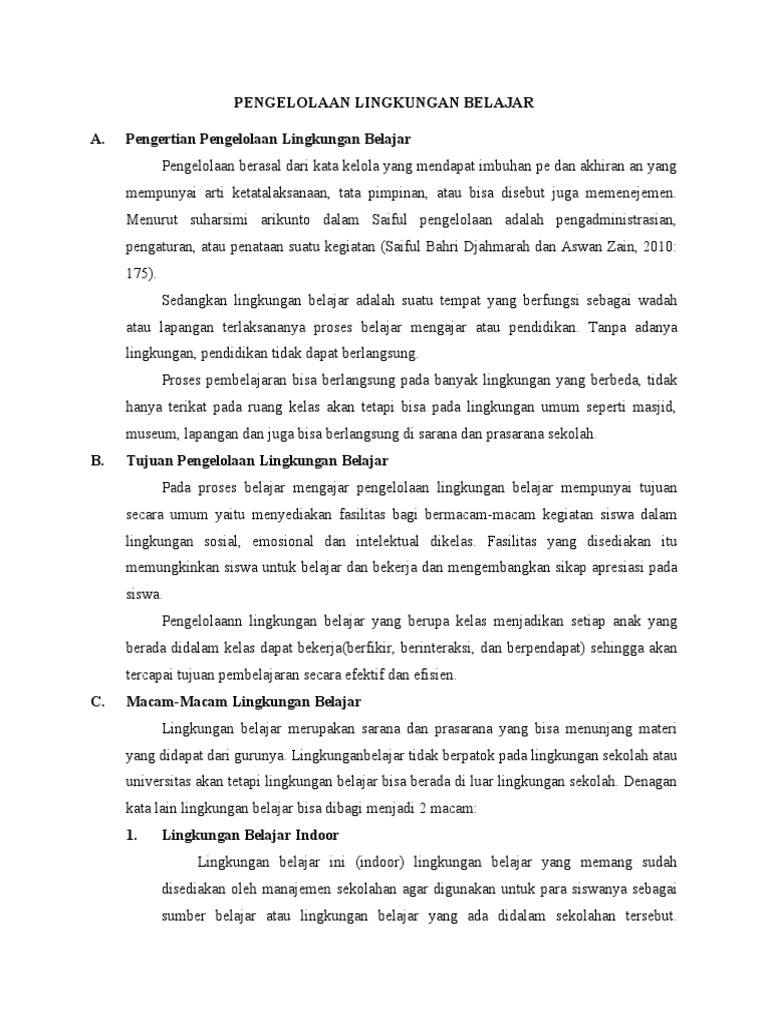 lingkungan belajar yang mendukung pencapaian akademik berkelanjutan