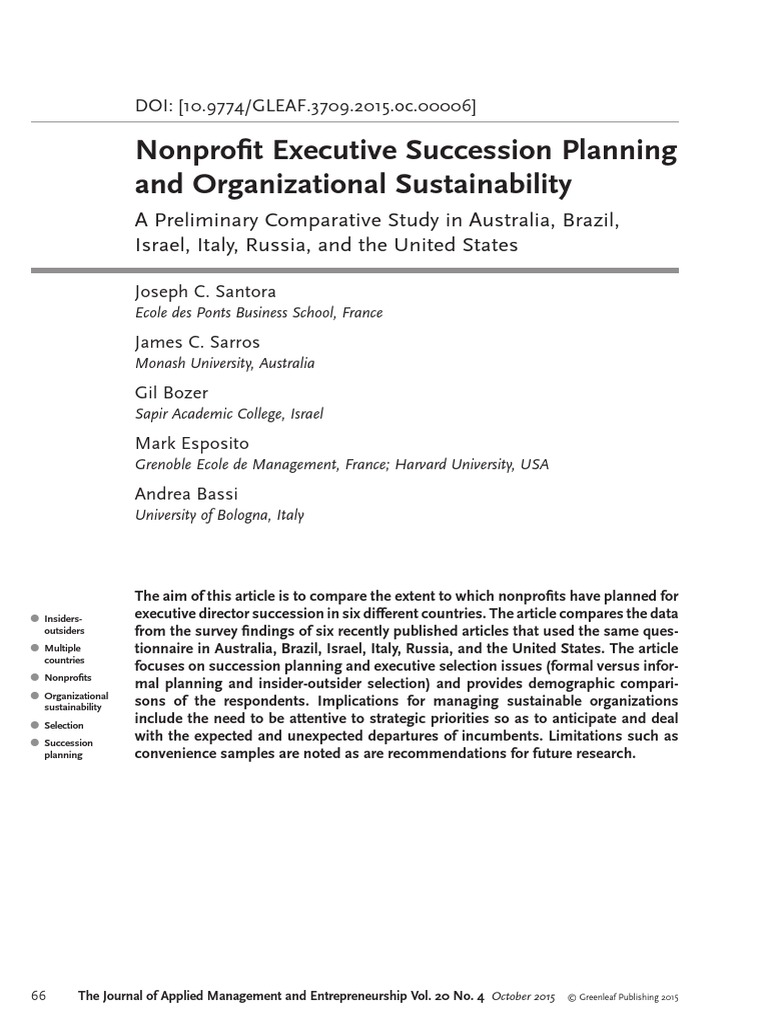 Nonprofit Executive Succession Planning | PDF | Leadership | Sampling