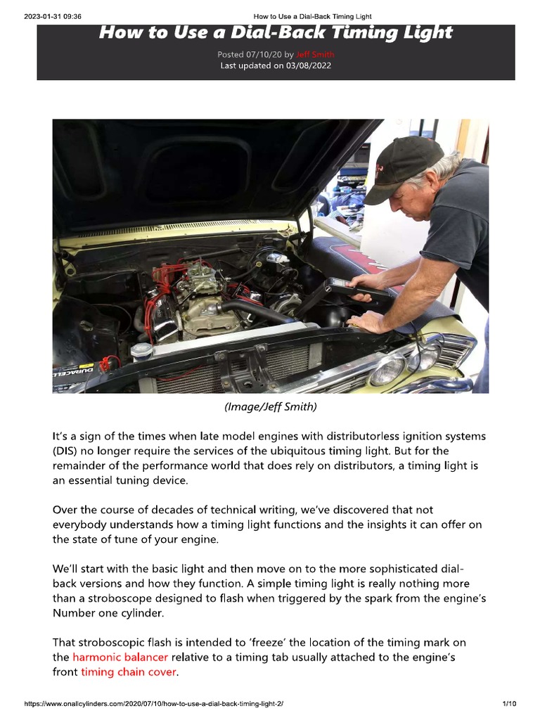 How To Use A DialBack Timing Light PDF