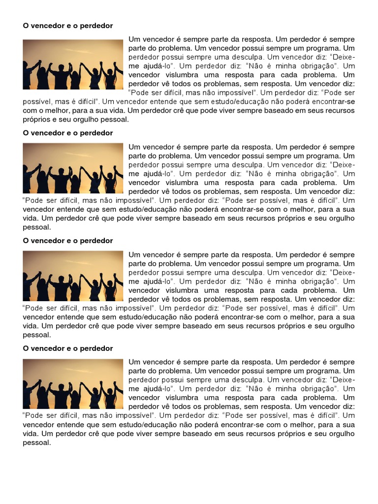 O Vencedor e o Perdedor | PDF