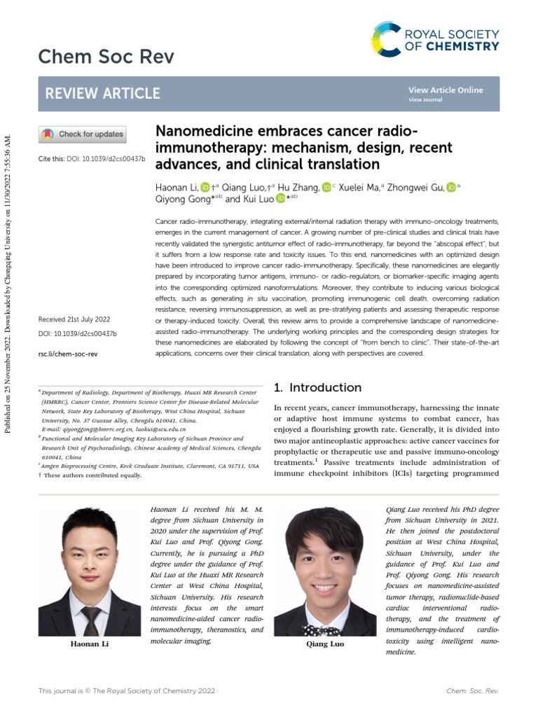 Chem Soc Rev: Review Article | PDF | Immunotherapy | Antigen