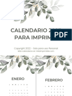 Calendario 2023 Hojas Media Pagina VidaImprimible