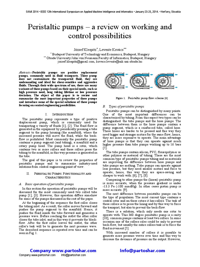 Peristaltic Pumps A Review On Working and PDF Pump Flow Measurement