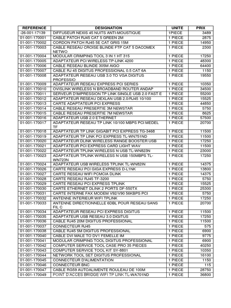 Mercuriale 2021 | PDF | Wi-Fi | Équipement de télécommunications