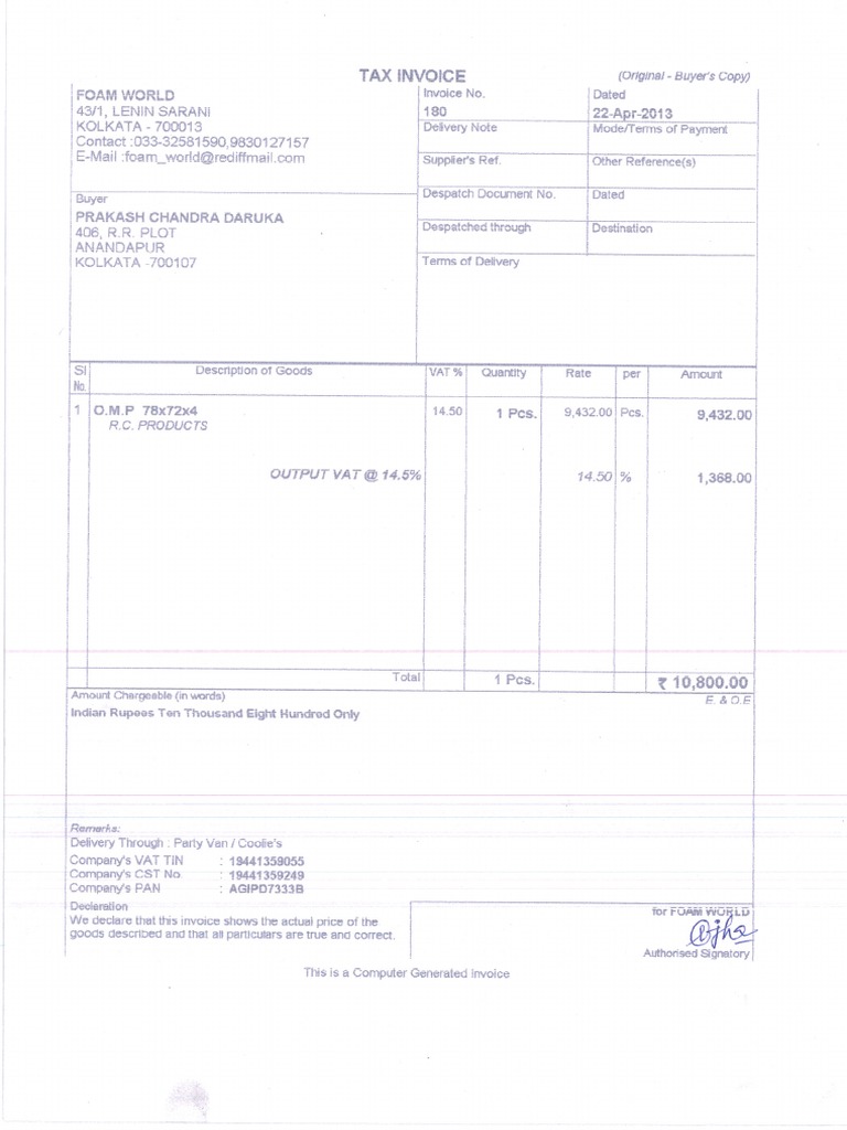 Bill of Mattress PDF