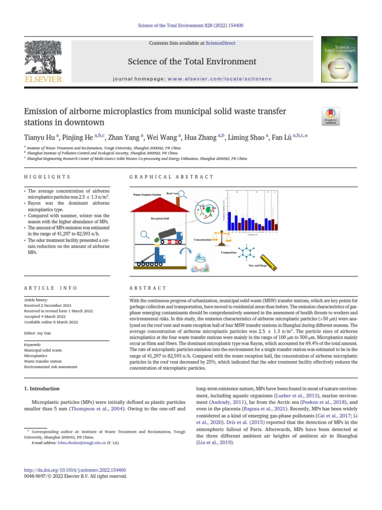 Emission of Airborne Microplastics From Municipal Solid Waste Transfer ...