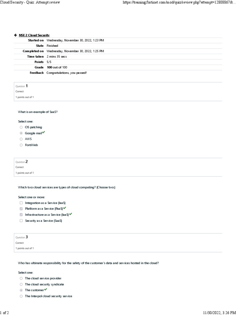 Cloud Security Quiz Results and Insights | PDF | Cloud Computing ...