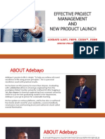 Effecttive Project Management and New Product Launch
