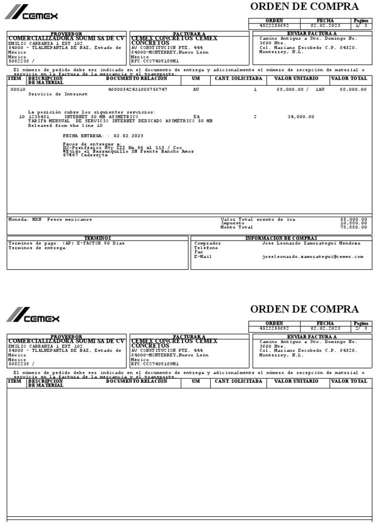 Comercializadora Soumi Sa de CV Cemex Concretos Cemex Concretos | PDF ...