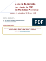 Convocatoria Admision Escolarizada Ene Jun 2023