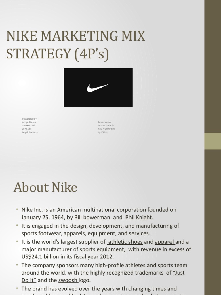 Nike Marketing Mix Strategy 4p S Pdf Nike Brand