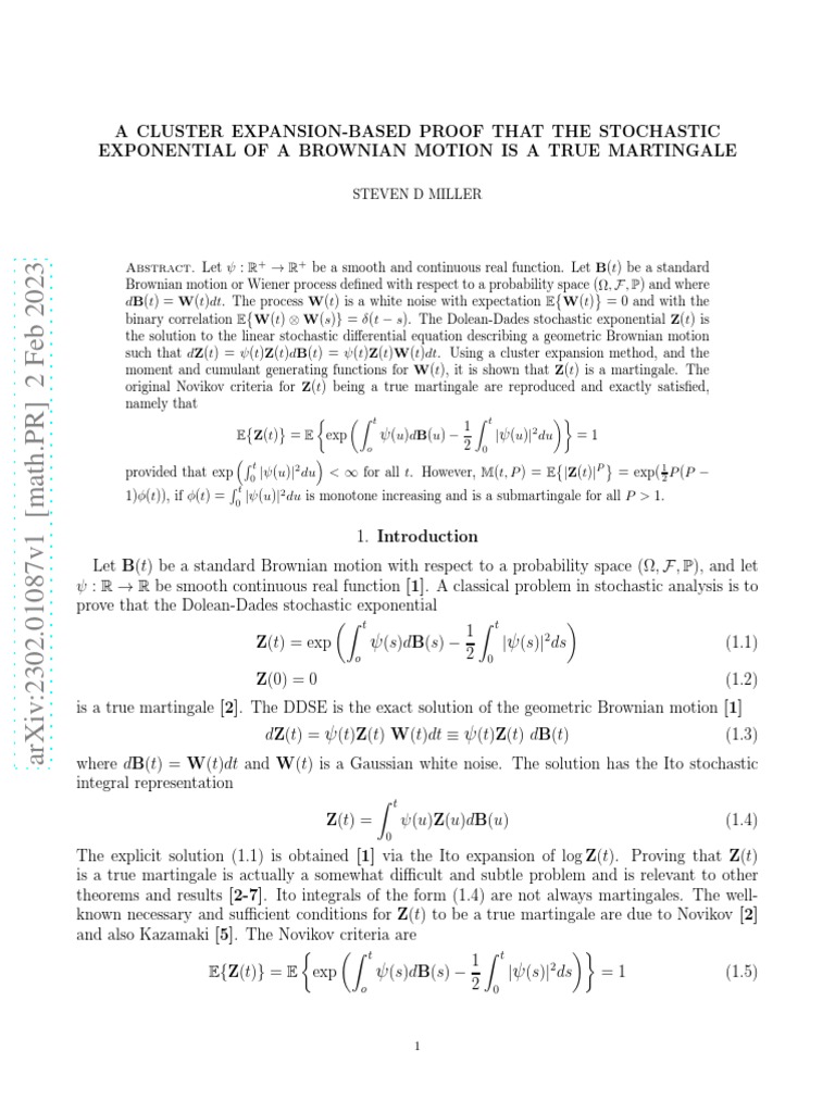 Martingale Proof for Stochastic Exponential | PDF | Stochastic ...