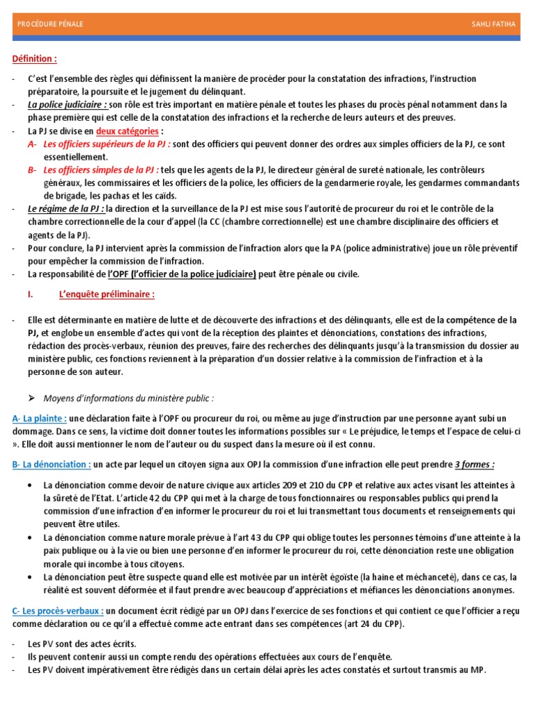 La Procédure Pénale s6 | PDF | Crime et violence | Crimes