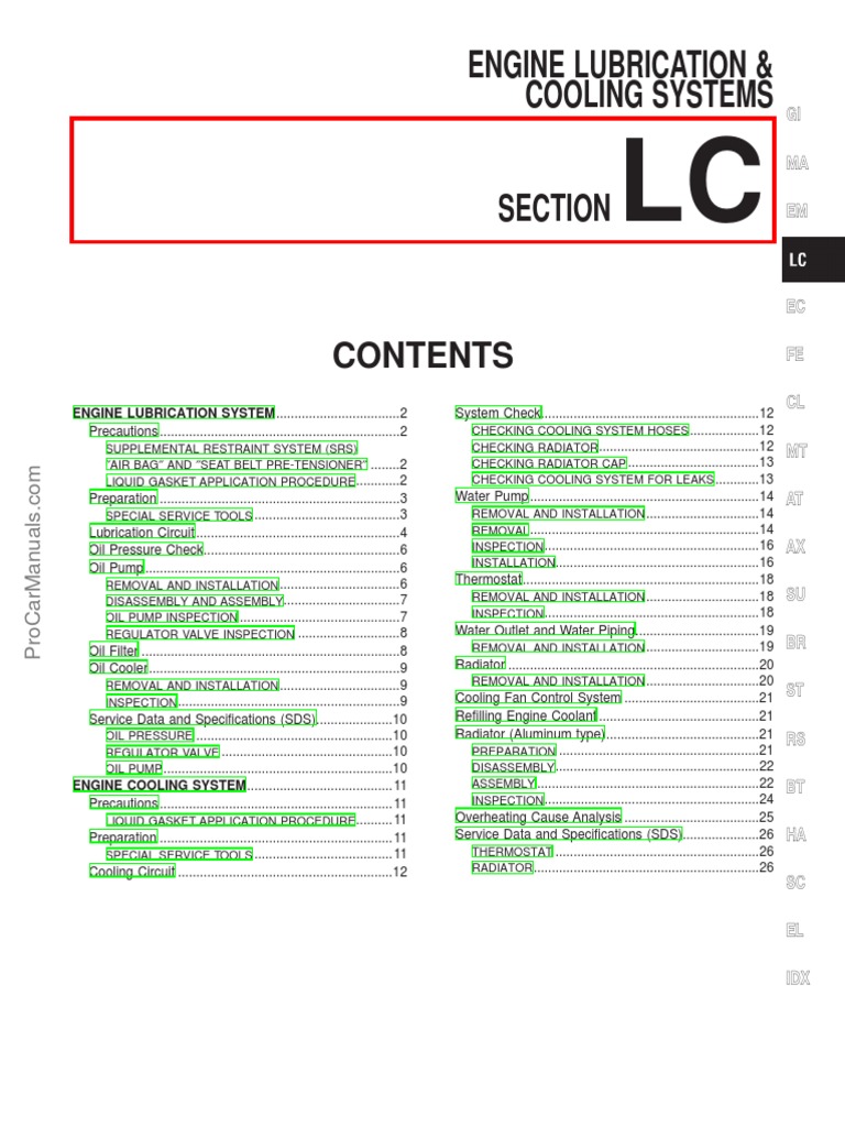 Engine Lubrication Cooling Systems Pdf Airbag Seat Belt
