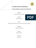 Análisis y Síntesis Sobre Los Pasos de La Narración.