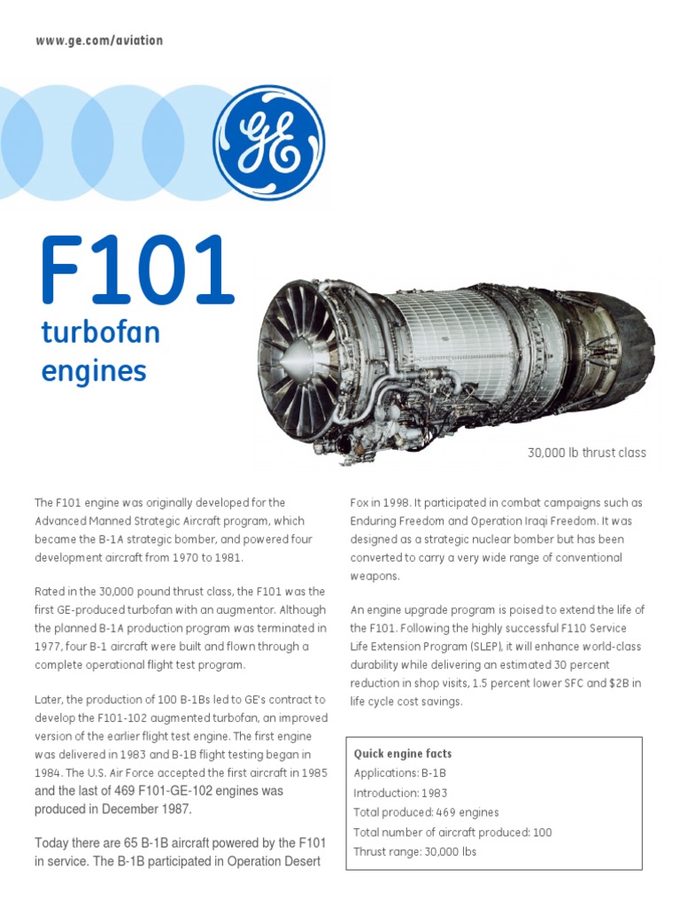 F101 Engine Overview and Upgrades | PDF