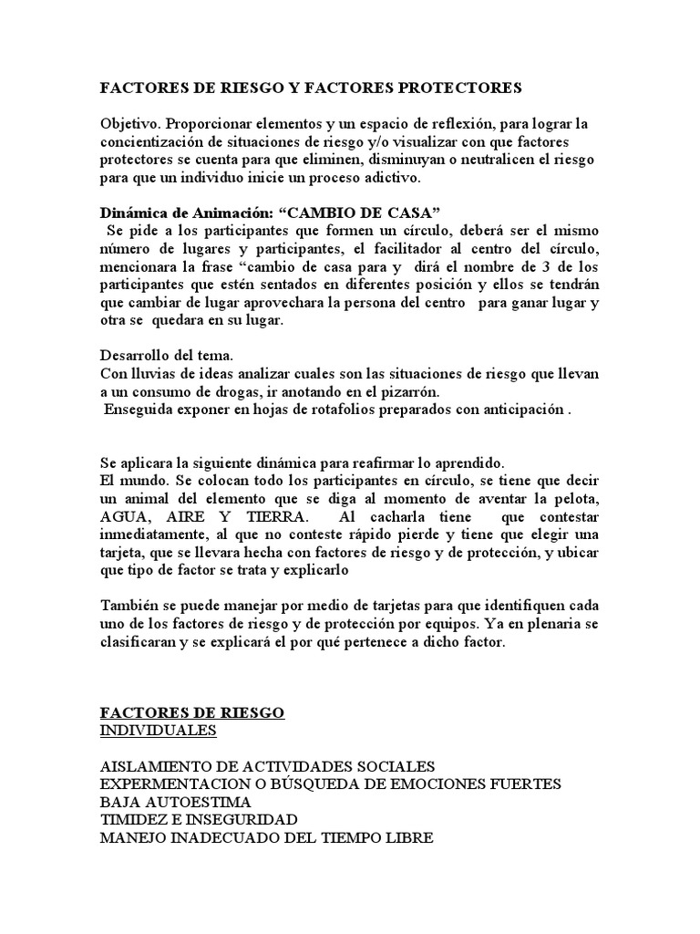 Factores de Riesgo y Factores Protectores | PDF | Autoestima ...