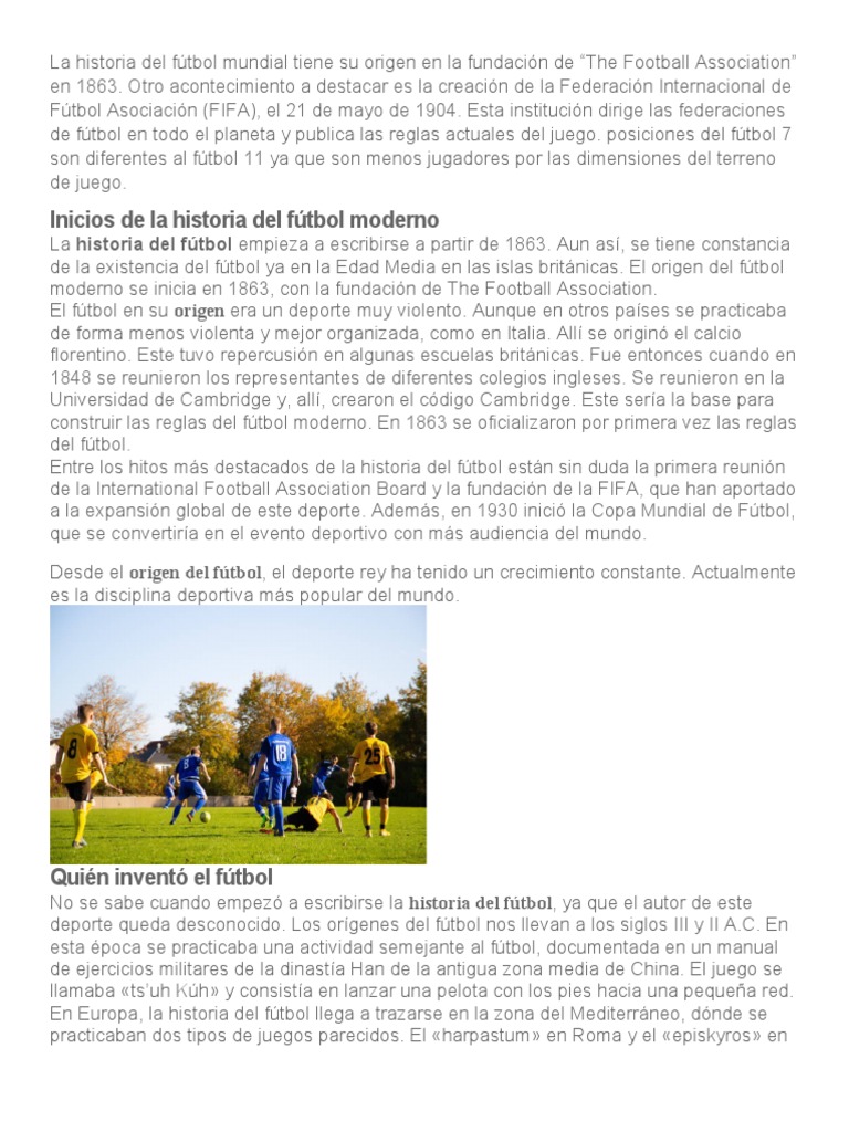 La Historia Del Fútbol Mundial | PDF | Asociación de Futbol | Deportes ...